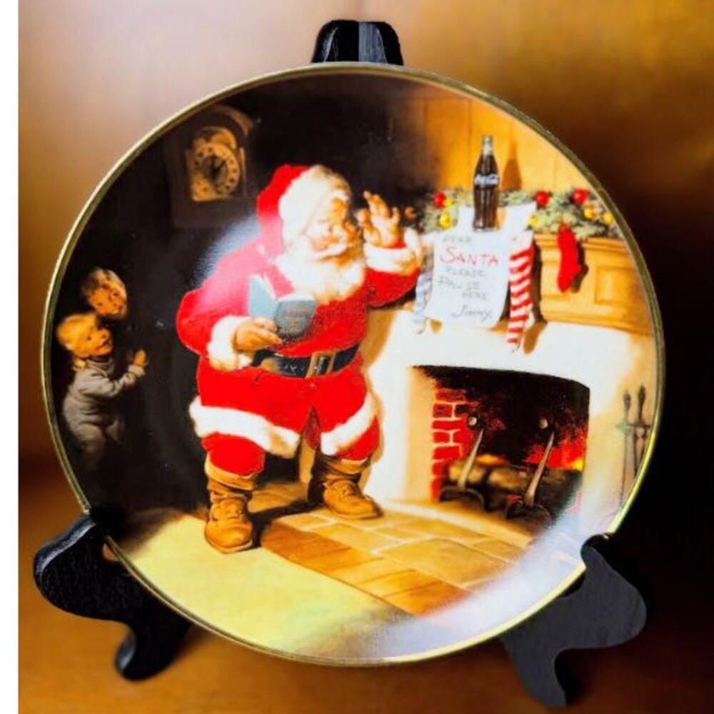 Franklin Mint 1993 Coca Cola Santa Claus "The Pause That Refreshes" XMAS Plate